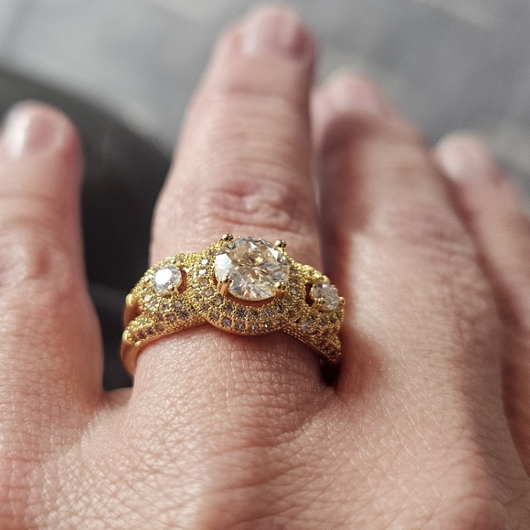 Certified 1.2 CT Moissanite Engagement Ring Gold Plated Sterling Silver | Size 9 - Picture 9 of 13